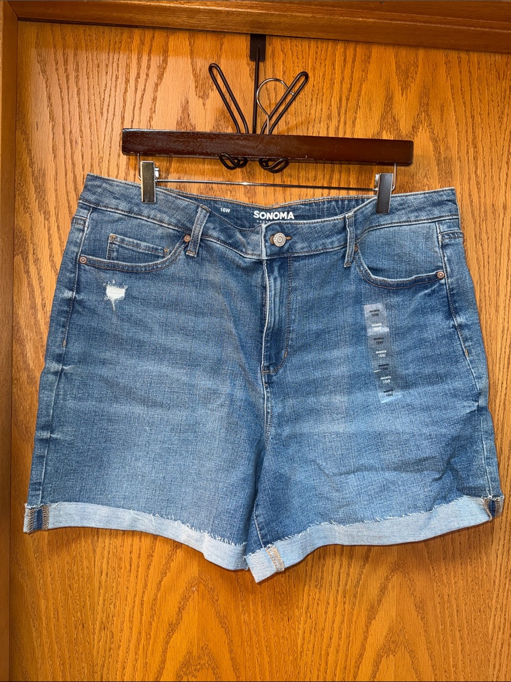 SONOMA Distressed Folded-Hem Jean Shorts in Light Blue